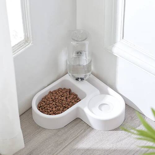 Corner Dog Bowl Pet Automatic Feeder Small Dog Cat Drinking