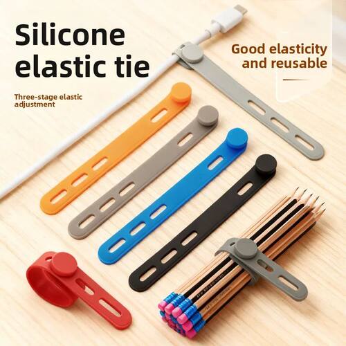Colorful Silicone Cable Ties 12cm Pack of 5, Thickened Reusa