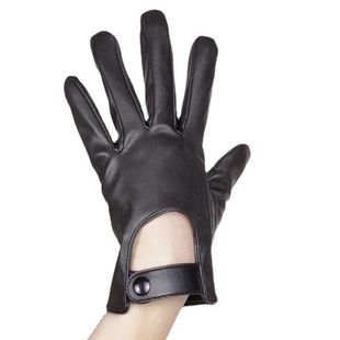 Fashion Synthetic Leather Gloves Women Short 19cm Hollow Sho