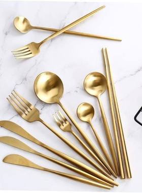 Gold Cutlery Steak Knife Fork Coffee Spoon Teaspoon Butter 1