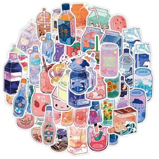 50PCS Cute Drink Aesthetic Stickers Cartoon Decal Scrapbook