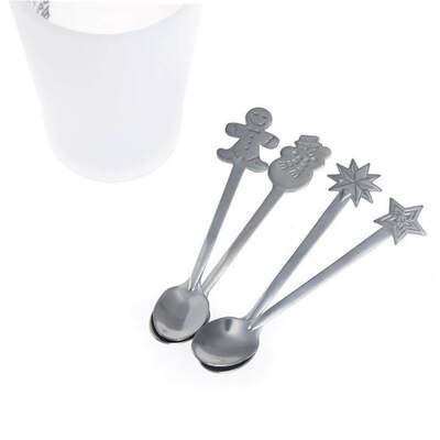 4 pcs/set Christmas Snowman Gingerman Star Spoons Set