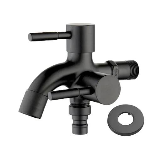 Black Bibcock Double Using Washing Machine Faucet 304 Stainl