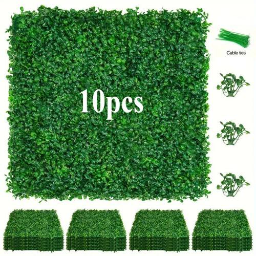 10pcs Artificial Milan Grass Board, Plastic Fake Lawn Wall,