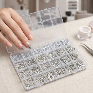 24 Grids White Small Mixed Flat Back Rhinestones Waterdrop I