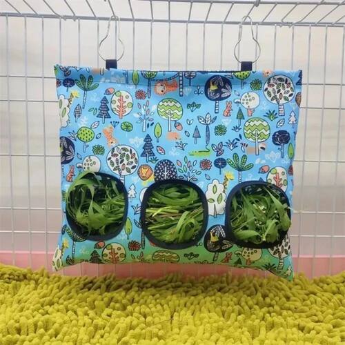 3 Holes Hanging Rabbit Hay Feeder Dispenser Pouch for Small