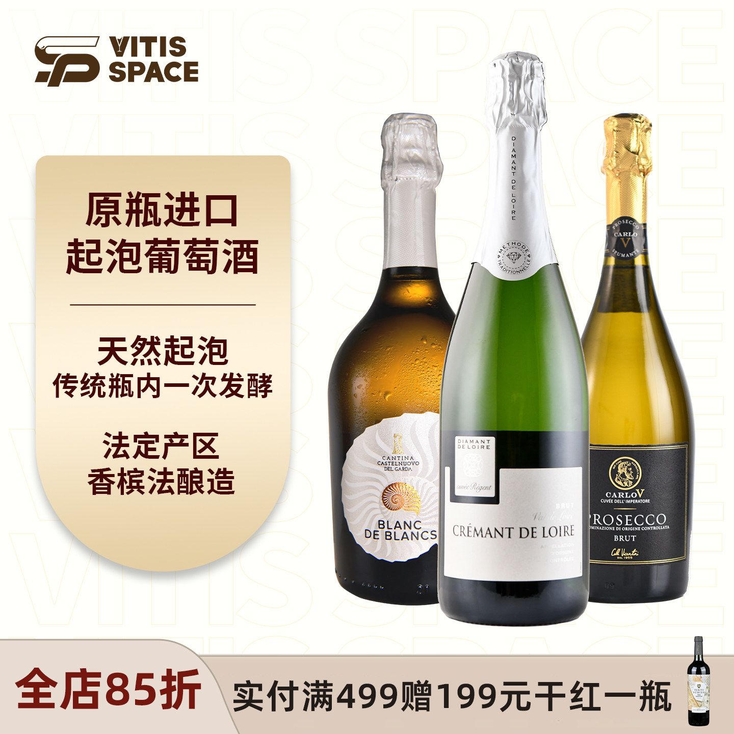 食葡 法国原瓶进口卢瓦尔河谷香槟法钻石起泡葡萄酒意大利贝壳酒