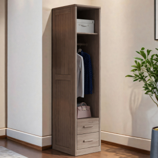 全实木立式挂衣柜带抽屉角柜原木置物柜小户型收纳神器角落夹缝柜