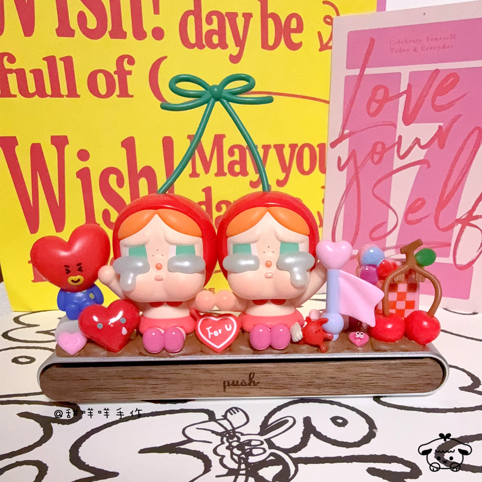 POPMART泡泡玛特 CRYBABY 奶油胶手工制 停车牌 隐藏号码牌