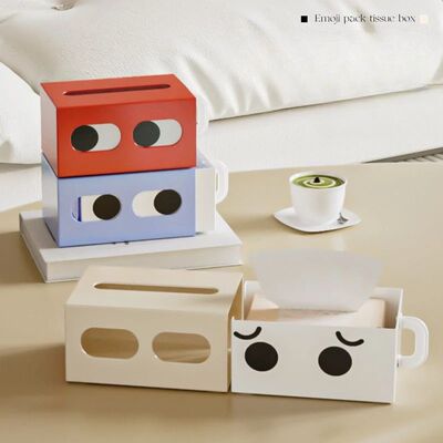 Fun Cartoon Tissue Box with Big Eyes, Handle, Desktop Paper