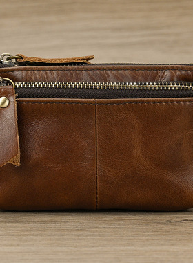 Luufan Genuine Leather Zipper Coin Wallet Men Wowen Natural