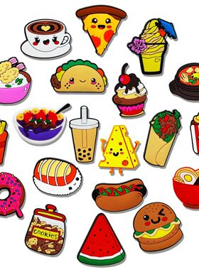 20Pcs Food Series Shoe Charms for Bubble Slides Sandals, PVC