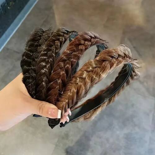 Lazy Wig Twist Headbands For Women Wide Fishbone Braids Hair
