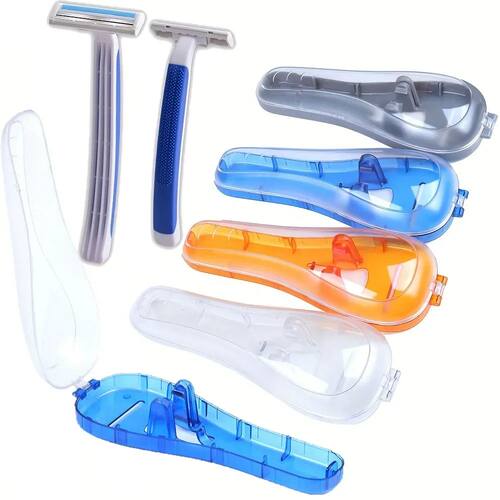 Transparent portable travel men's manual shaving protection