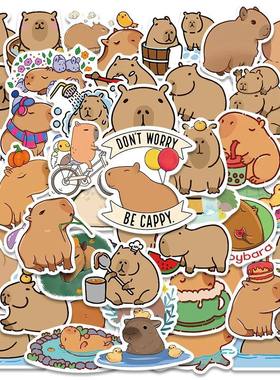 50/100PCS Plump Capybara Cartoon Cute Brown Animals Stickers
