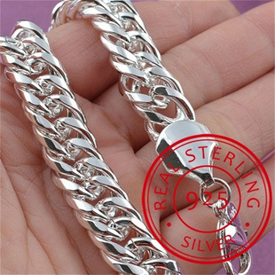 Noble 925 Sterling Silver Square Solid Chain Bracelet For