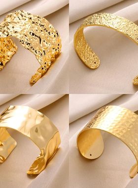 Classic Wrinkle Texture Openning Bangle Bracelet For Women E
