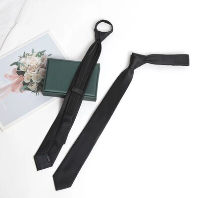 Black Colors Zipper Tie Handmade High Quality Necktie Skinny