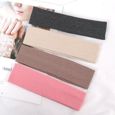 4PCS Solid Color Elastic Hairband Running Fitness Sport Head