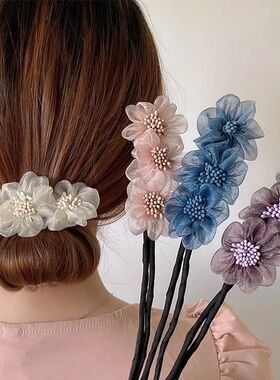 Elegant Shell Pearl Lazy Hair Curler Bow Barrettes Braided H
