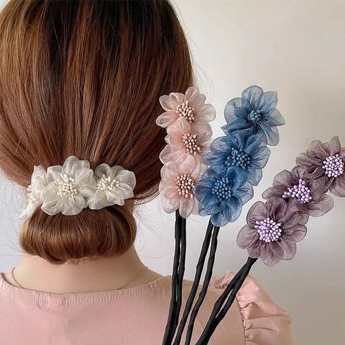 Elegant Shell Pearl Lazy Hair Curler Bow Barrettes Braided H