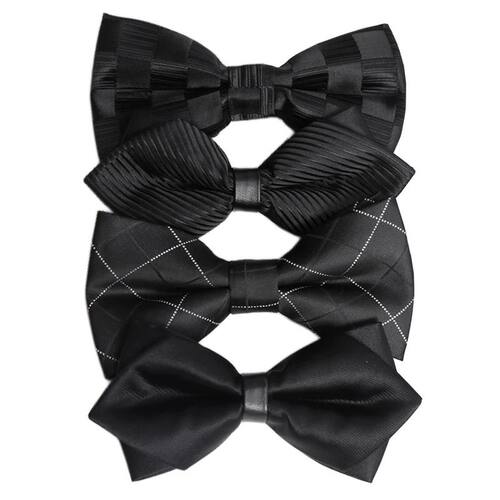 Mens Ties Solid Color Black Bowtie for Men British Style Dou