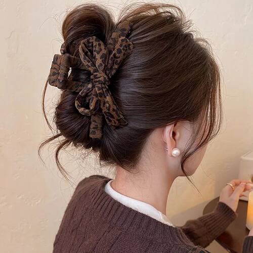 1Pc French Leopard Print Bow Clip Suitable All Seasons,suita