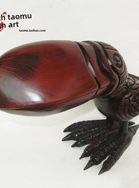 玄关招财动物木家居摆件实用有盖收纳盒手工杂物盒木质桌面装饰品