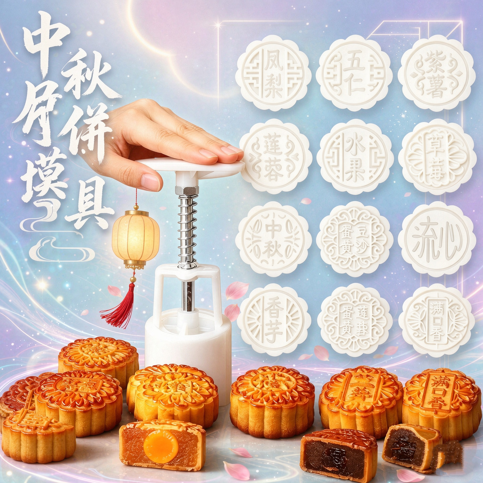 手压月饼模具家用2026新款做广式月饼50g100g75g模具中秋月饼模具