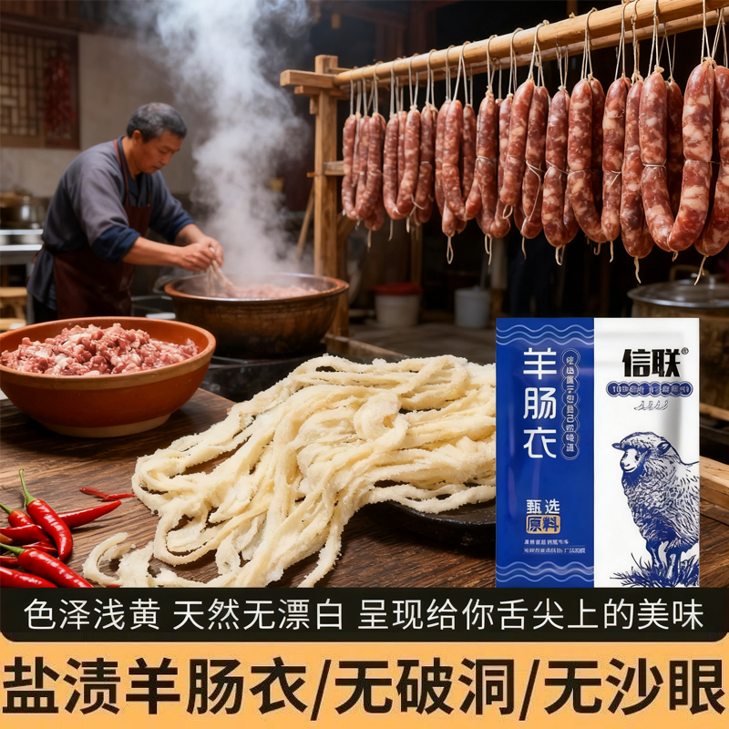 羊肠肠衣灌香肠家用食品级自灌香肠脆皮烤肠火腿肠专用羊肠衣小号