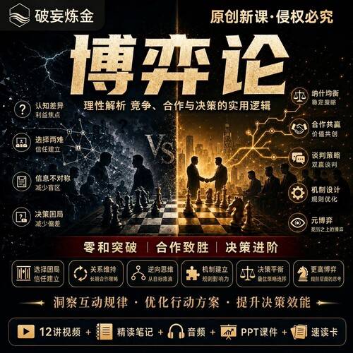 冯诺依曼博弈论课程囚徒困境零和博弈商业决策视频笔记资料