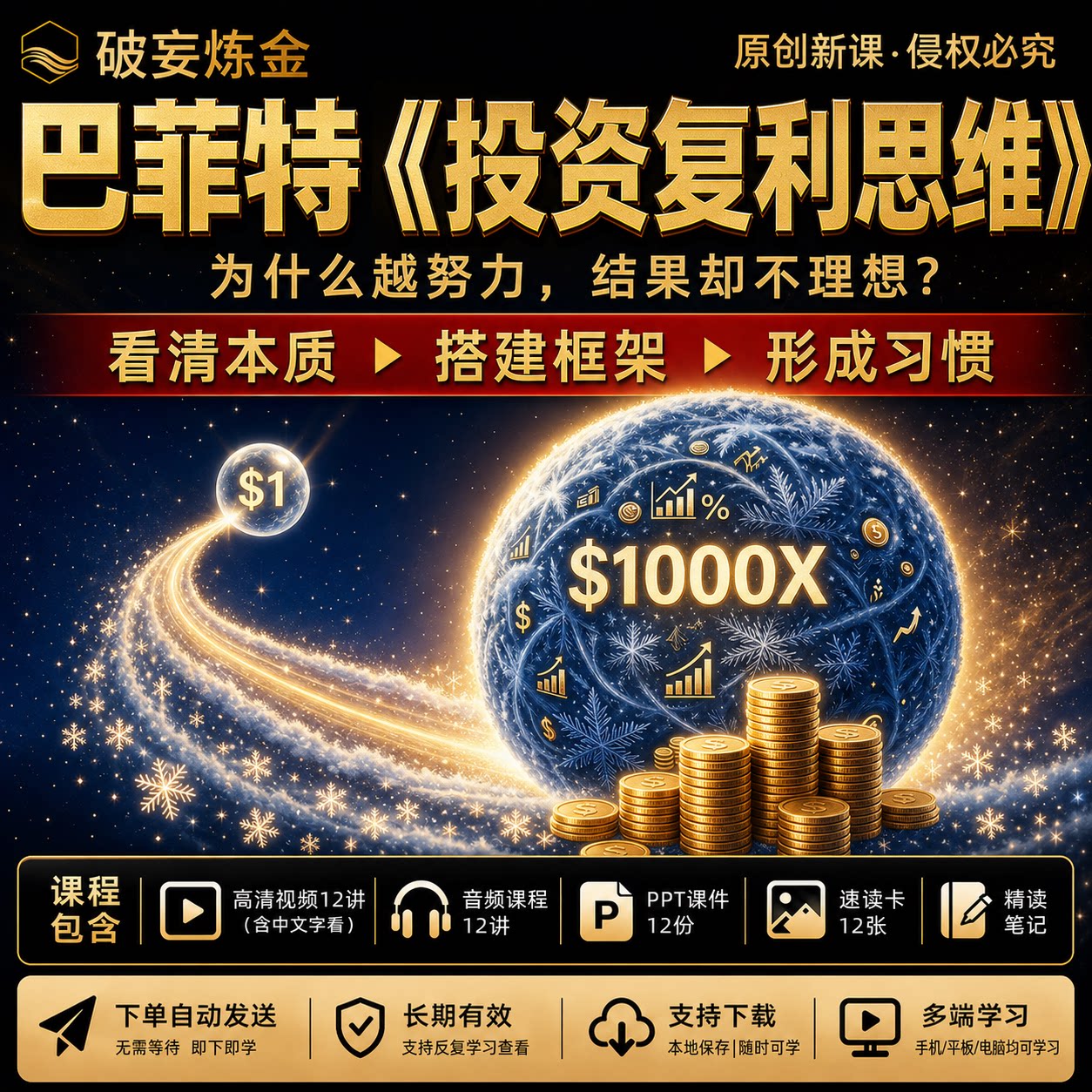 巴菲特复利思维模型课程滚雪球底层逻辑财富增长认知升级视频笔记