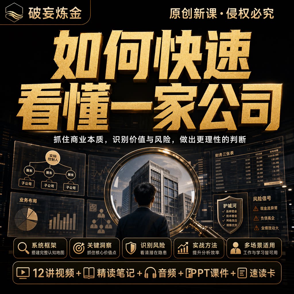 如何快速看懂公司企业分析入门课程商业模式财务基础公司研究视频