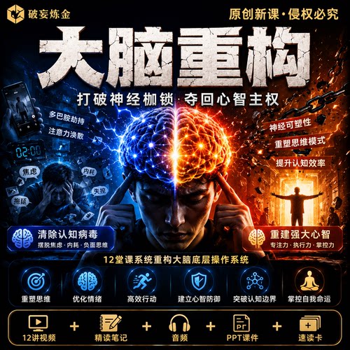 大脑重构专注力训练课程认知提升精讲视频笔记资料