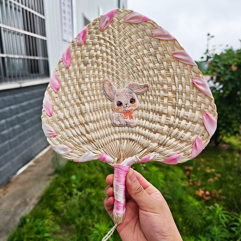 【十二生肖刺绣扇】古风蒲扇纯手工编织棕扇夏天扇子国风刺绣扇子
