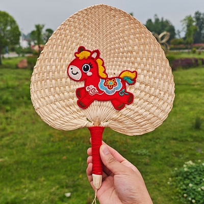 小马蒲扇高颜值手摇高端刺绣蒲扇可爱儿童遛娃蒲编织扇子夏日扇
