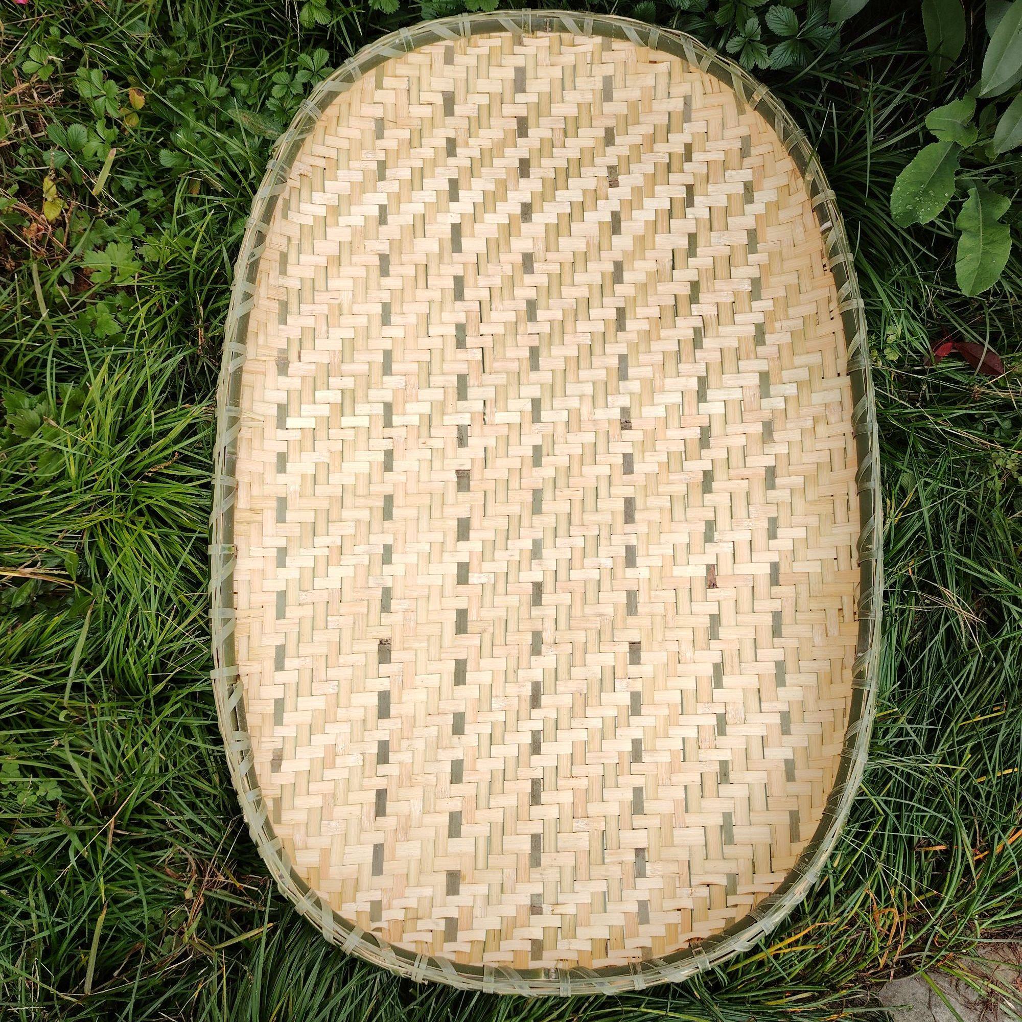 竹编长方形家用簸箕可用于晾晒物品的实用竹制品条纹圆形手工编织,特色手工艺,竹编/竹雕,淘宝优惠券,粉丝福利购,淘宝优惠卷