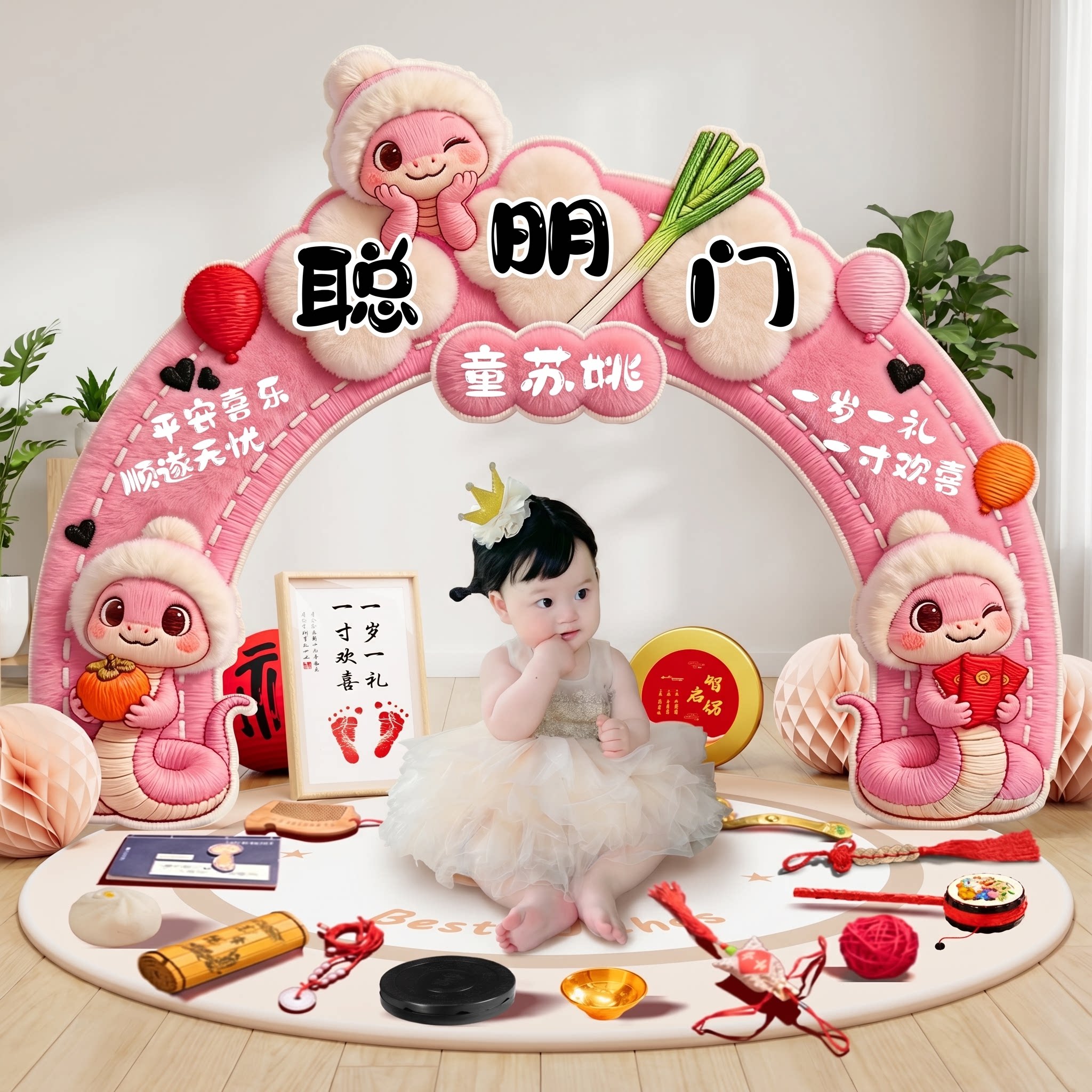 一周岁生日布置装饰聪明门男女孩图片