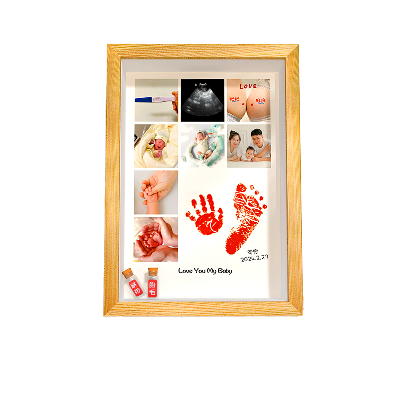 满月手足印宝宝婴儿百天手印脚印纪念相框新生儿出生脐带胎发留念