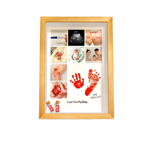 满月手足印宝宝婴儿百天手印脚印纪念相框新生儿出生脐带胎发留念