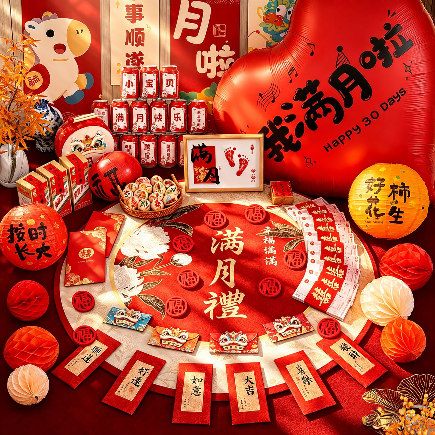 满月布置装饰拍照道具宝宝百天图片