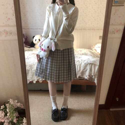 * 栀白时*樱子酱原创jk宽腰封前箱褶刺绣JK制服春夏格裙校供感
