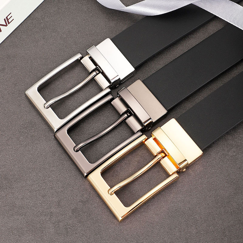 牛皮皮带男商务旋转针扣腰带男士百搭休闲西装裤带真皮轻奢男腰带
