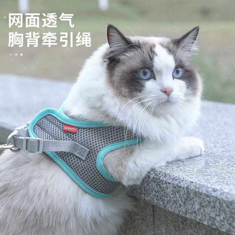 蓝猫牵引绳背心胸背可调节英短蓝白猫遛猫绳子防挣脱专用外出链子