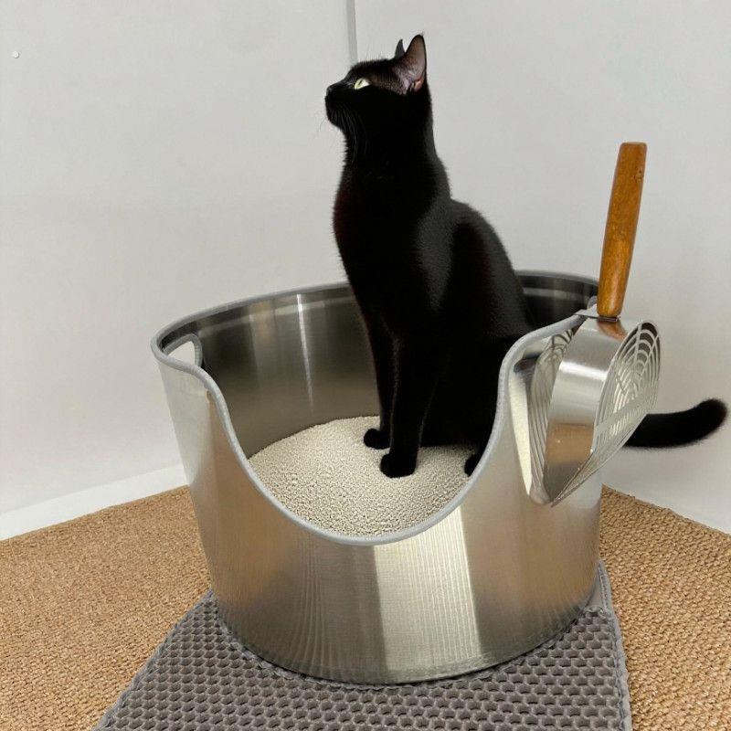 不锈钢猫砂盆超大号防外溅加高半封闭开放式集装箱猫沙盆缅因猫