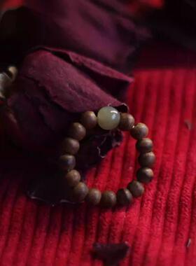 沉香戒指指尖和田碧玉檀木香指环绕指柔指尖文玩文艺高级送朋友