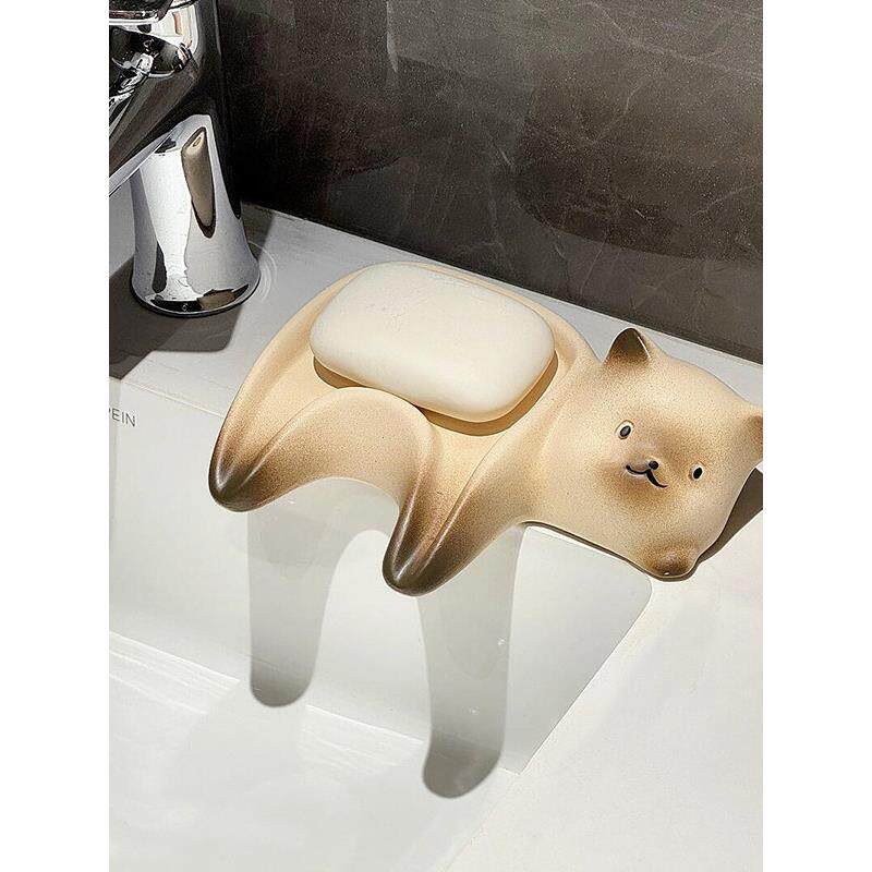 猫咪肥皂盒陶瓷香皂盒高级轻奢不积水沥水盒卫生间洗手台置物架