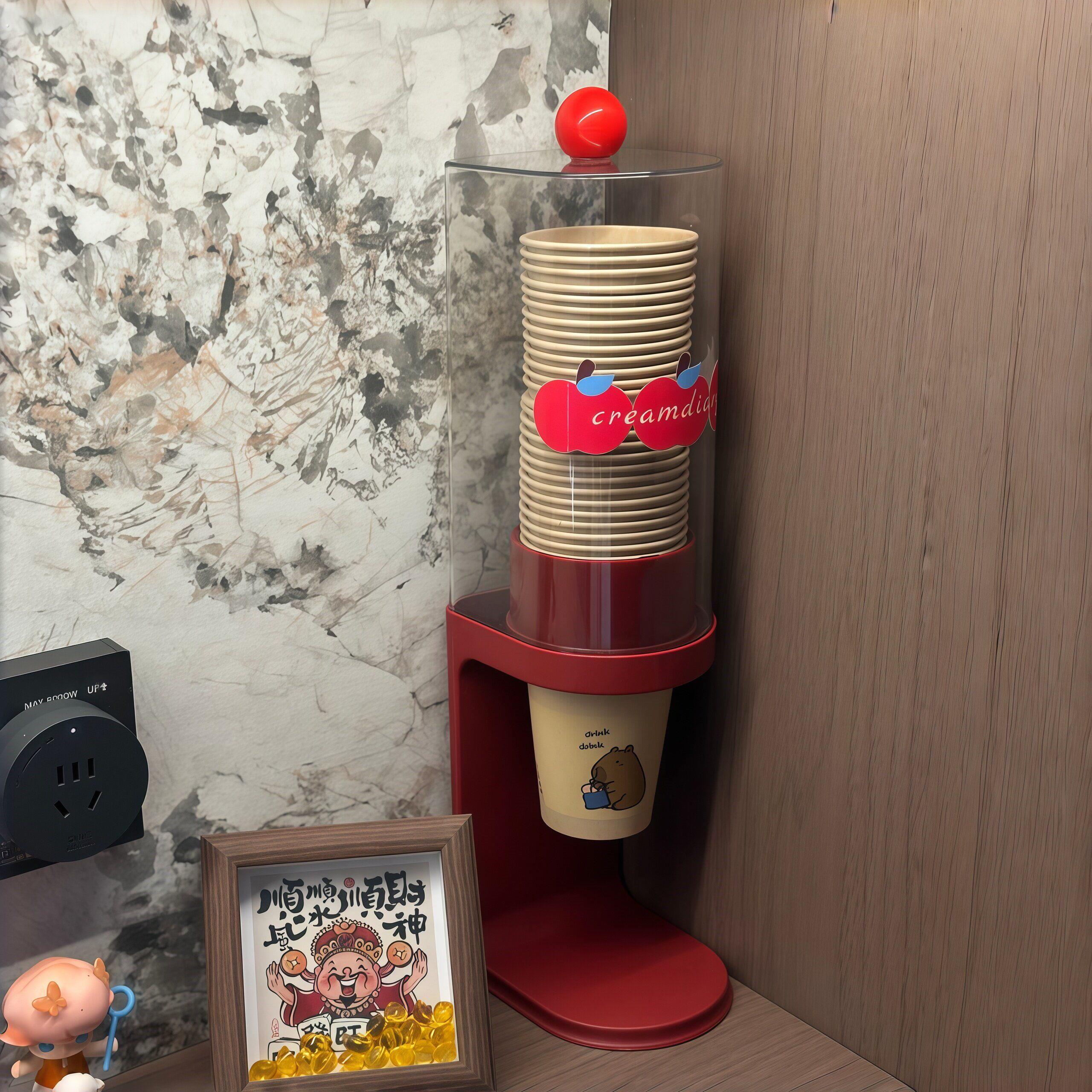 桌面杯架一次性纸杯收纳层架取杯器厨房置物架简约塑料杯托纸杯架