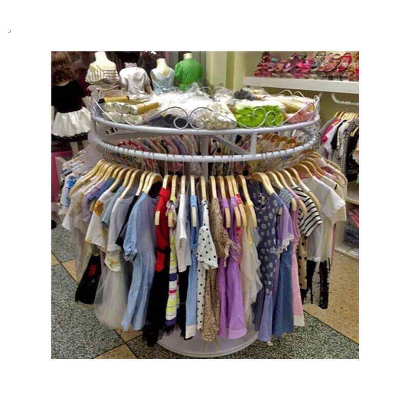 童装店落地旋转货架服装架女装店展示架高度可调服装店圆中岛架