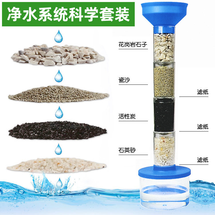 自制污水净化过滤小实验幼儿园大班中班科学区角投放操作材料教具